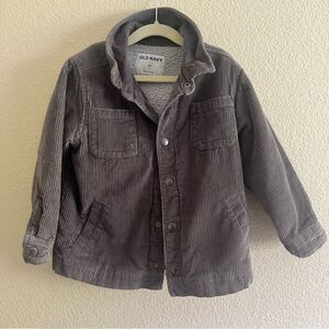 Old Navy Kids Cotton Corduroy Jacket 5T Gray Fleece Lined EUC